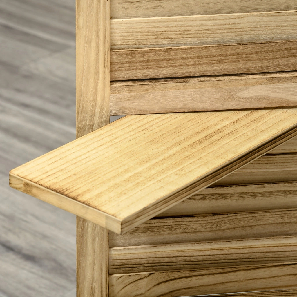 Paravento Divisorio per Interni Pieghevole 162x170 cm a 4 Ante con Ripiani in Legno di Paulonia Legno
