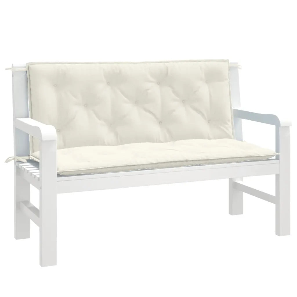 Cuscini Panca Giardino 2 pz-Set di 2 Cuscini per panchina da esterno Crema M¨¦lange 120x50x7 cm in Tessuto