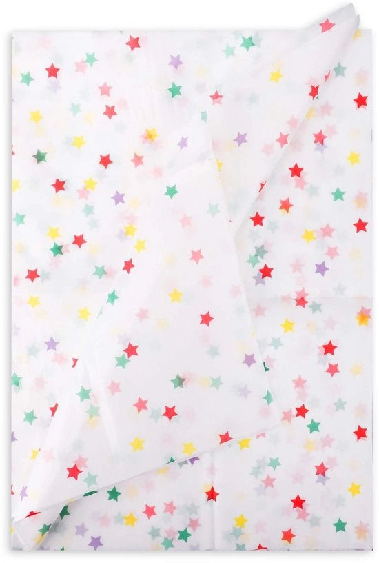 Papel di carta velata 30 fogli - Disegno stellato - Carta velata per pacchi - Carta decorativa per confezioni - Tissue - 50x70cm