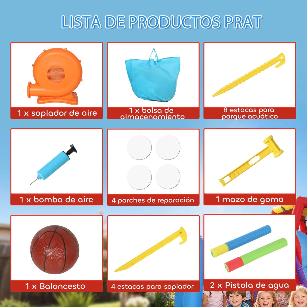 Castello Gonfiabile per Bambini ¨C Xylo ¨C con Scivolo Trampolino Piscina e Canestro Blu 3-8 Anni