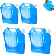 Pacco di emergenza per uso domestico - 4 pezzi Set di serbatoi d'acqua pieghevoli - 5 e 10 litri Serbatoio d'acqua flessibile con coperchio ermetico - Borsa portatile per l'acqua di emergenza - serbatoio d'acqua per emergenze