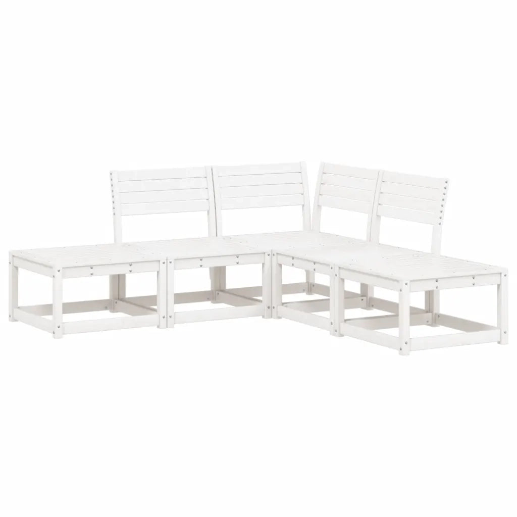 Set Salotto da Giardino 5 pz | Set di Mobili da Esterno Bianco in Legno Massello di Pino