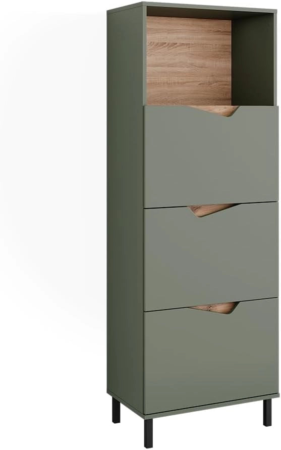 Credenza Marelle, Bianco/Artisan, 60 x 169.5 cm con 4 scomparti, per la conservazione di abbigliamento e oggetti per la casa