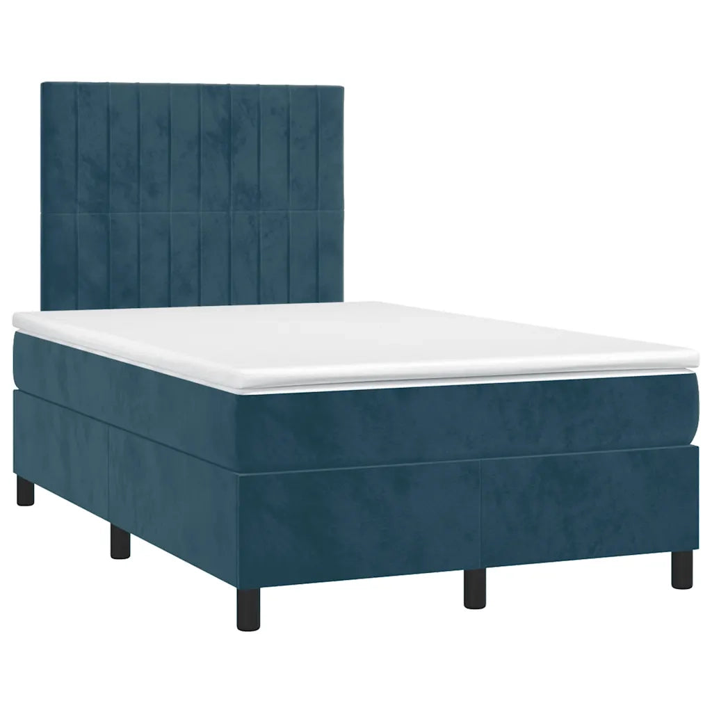 Letto a Molle Materasso e LED Blu Scuro 120x190 cm in Velluto 3270327
