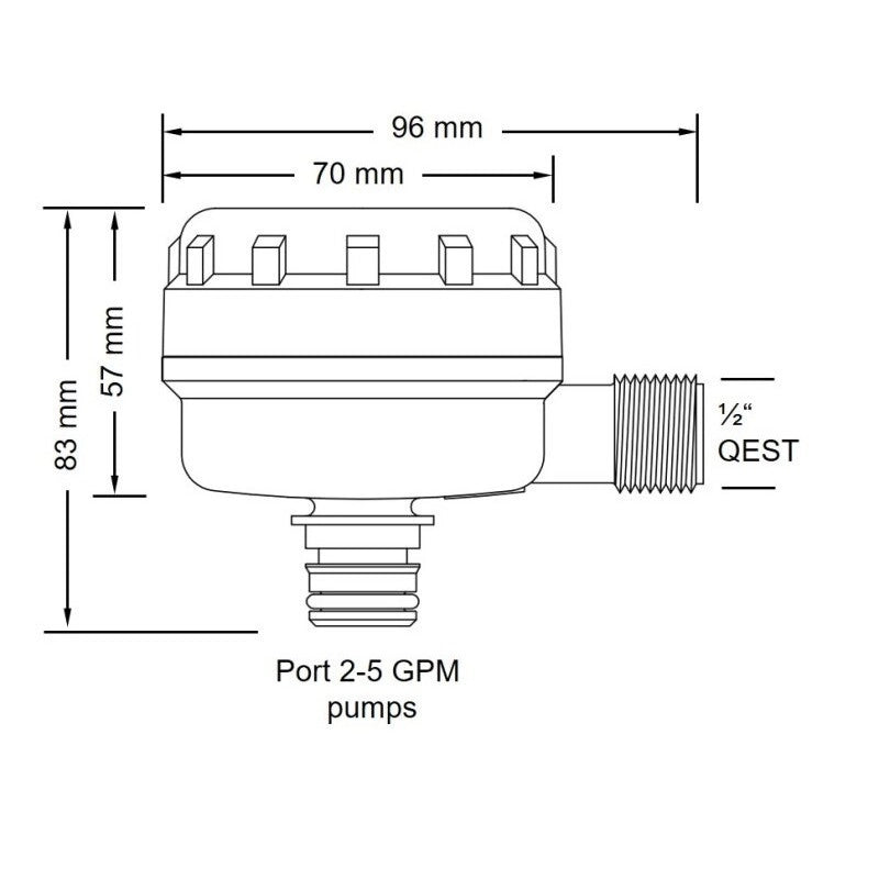 FILTRO 13MM/QEST 90° PUMPGARD 90° FILTER  1/2" QEST 40 MESH