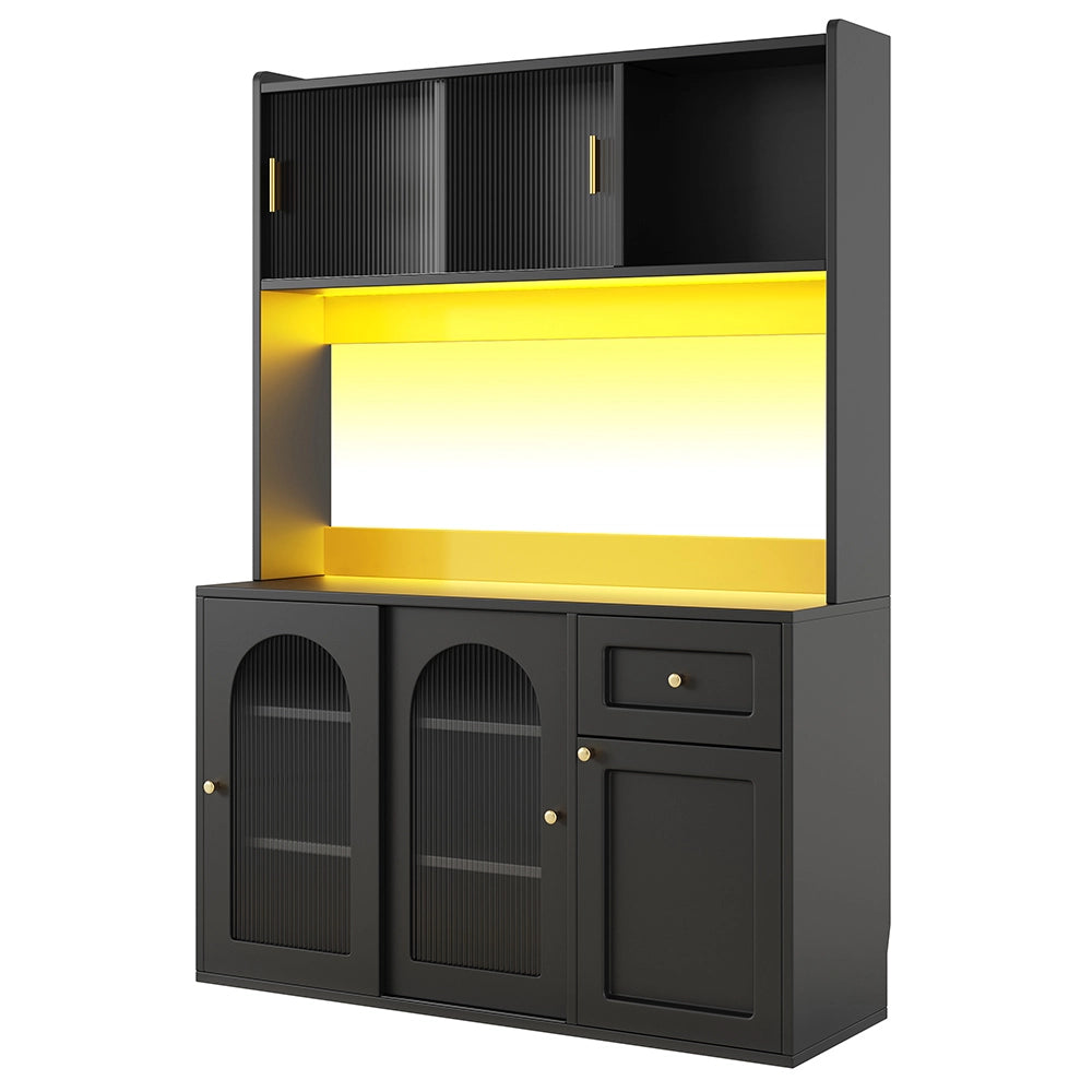 Vetrina cucina - Xylo - LED scaffali regolabili nero