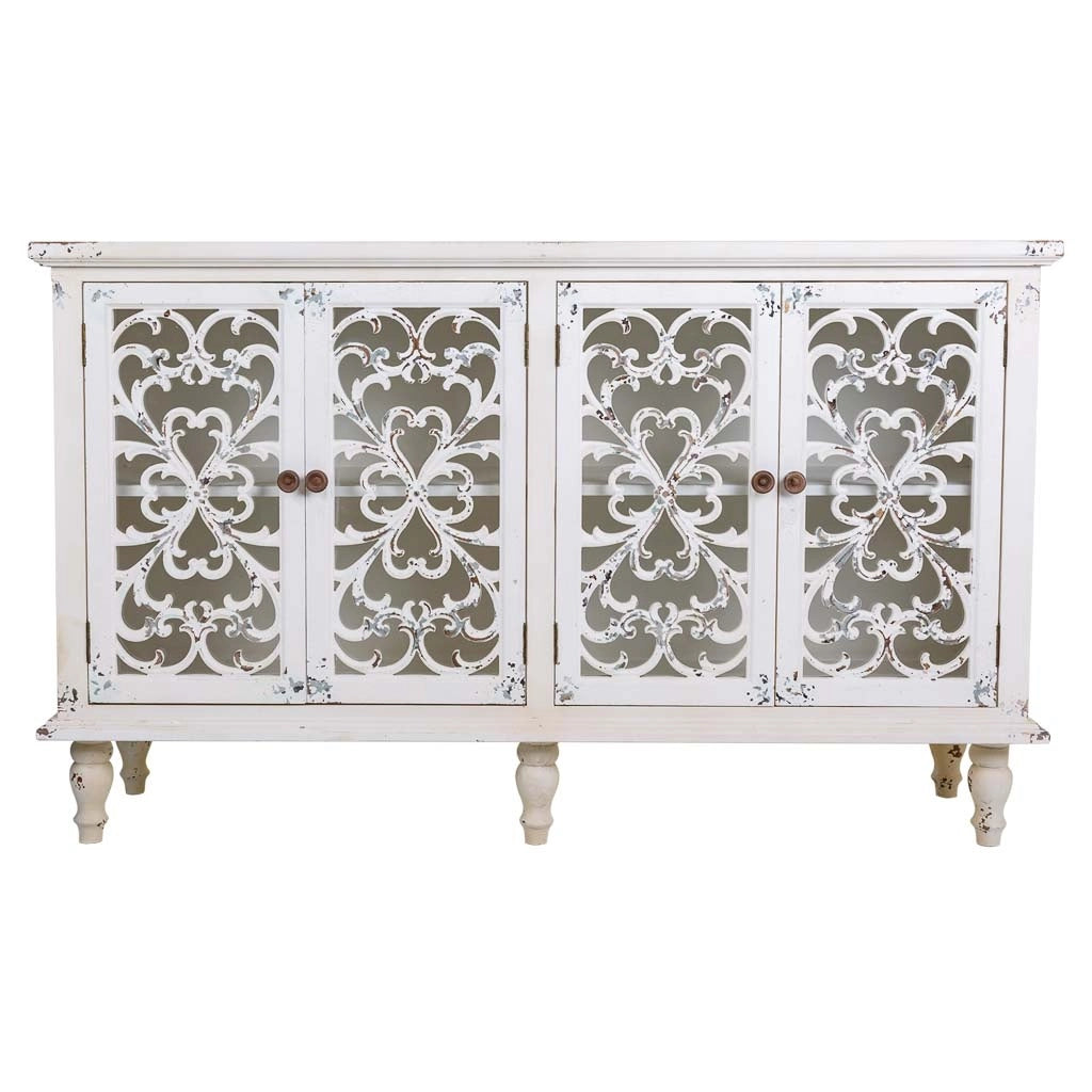 Credenza in legno con 4 porte 152x40x91h cm