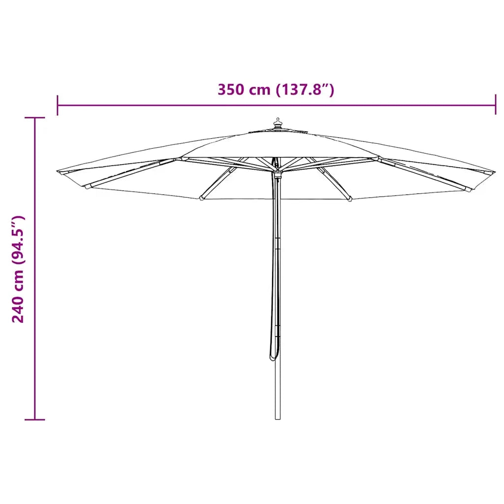 Ombrellone da Esterni con Palo in Legno 350 cm Rosso Borgogna 44531