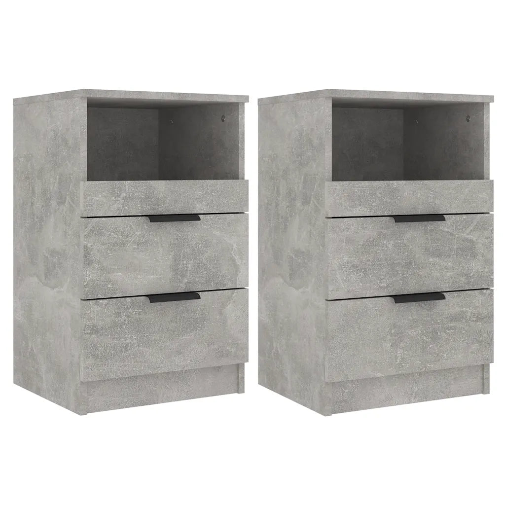 Comodini 2 pz-Set di 2 Tavolino da notte Grigio Cemento in Legno Multistrato 311563