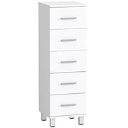 CASSETTIERA A 5 CASSETTI PER CAMERA DA LETTO E SOGGIORNO IN LEGNO FSC, 30X30X95 CM, BIANCO