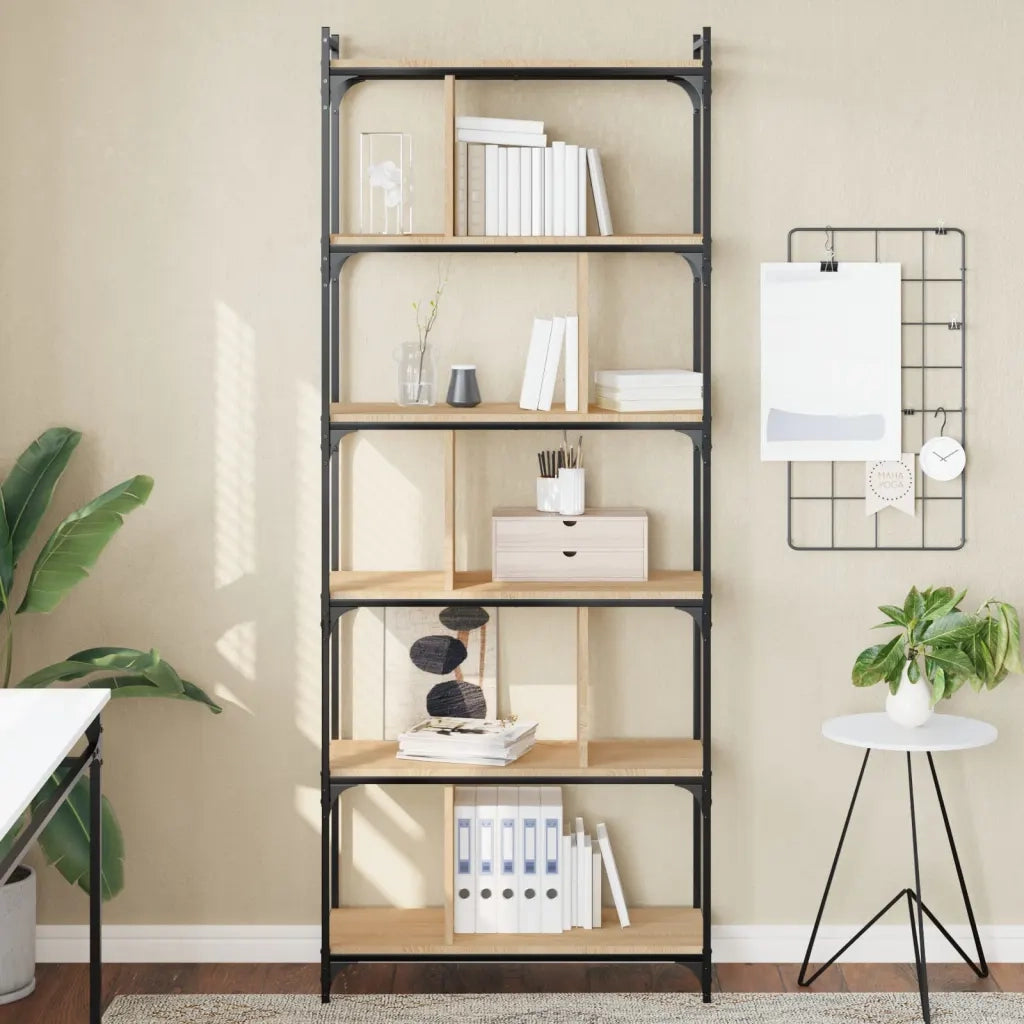 Libreria-Scaffale per Libri-Mobile di Stoccaggio Rovere Sonoma 6 Ripiani 76x32x192 cm Legno Multistrato