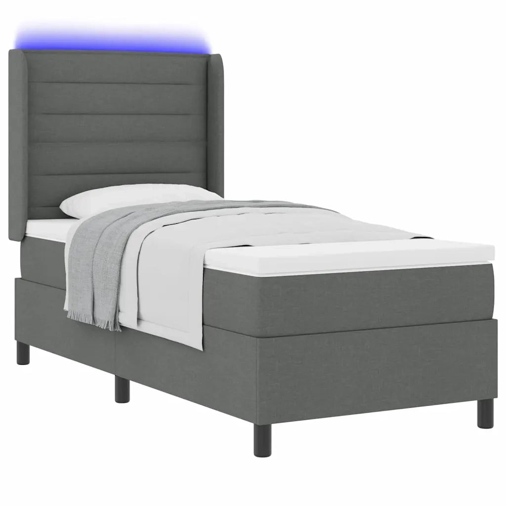 Letto a Sorgente LED Grigio scuro 80 x 200 cm Tessuto