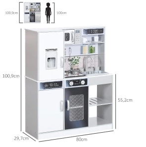 CUCINA GIOCATTOLO Interattiva con luci e suoni 80x29,7x100,9 cm Bianca
