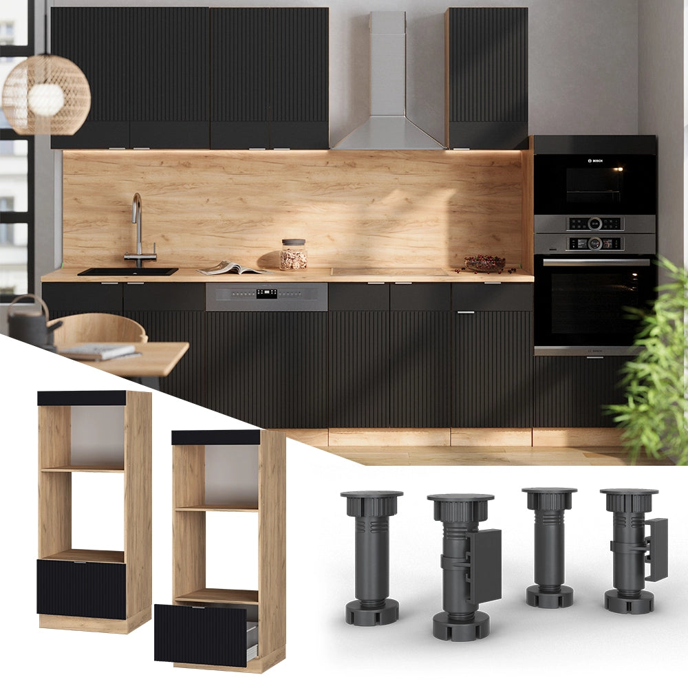 Vicco Set mobili bagno Nero a righe 60 cm aperto