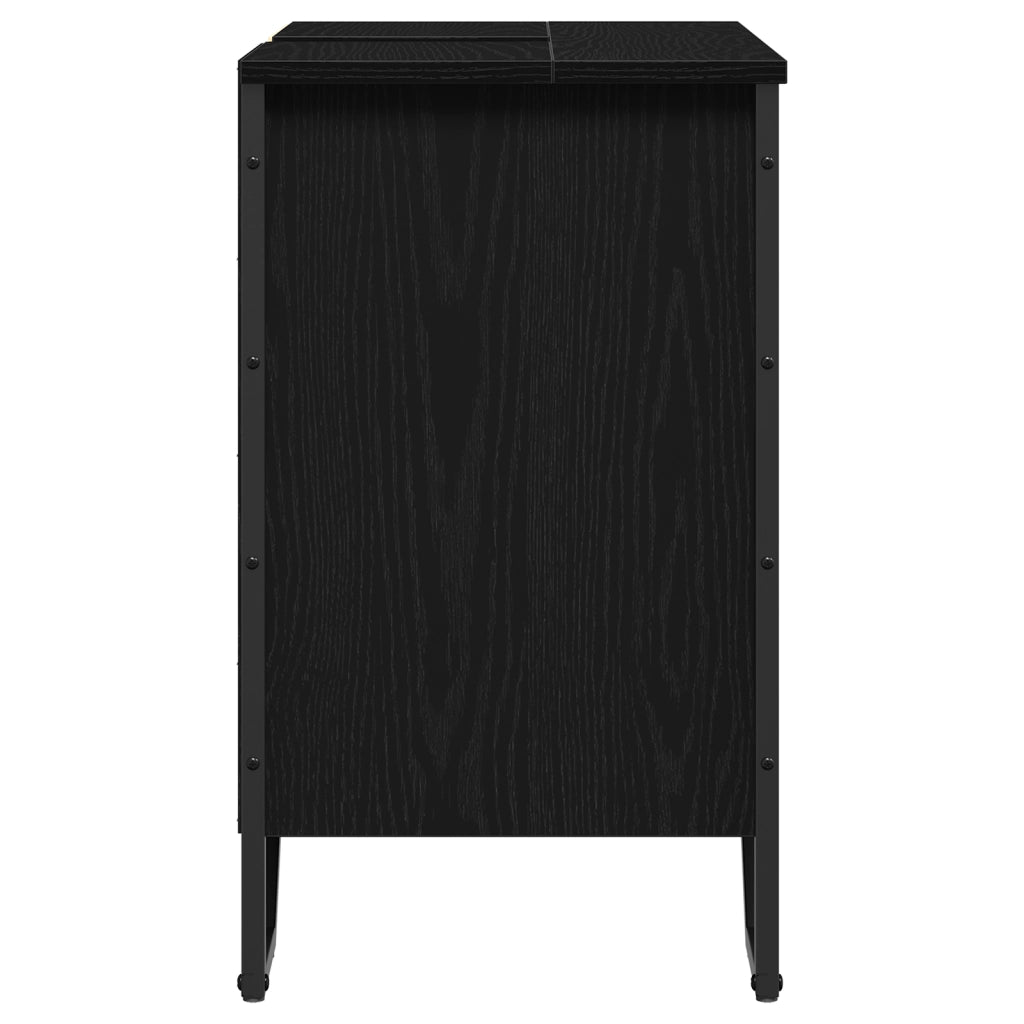 Mobile per Lavabo da Bagno Rovere Nero 60x35x60 cm Legno Ingegnerizzato