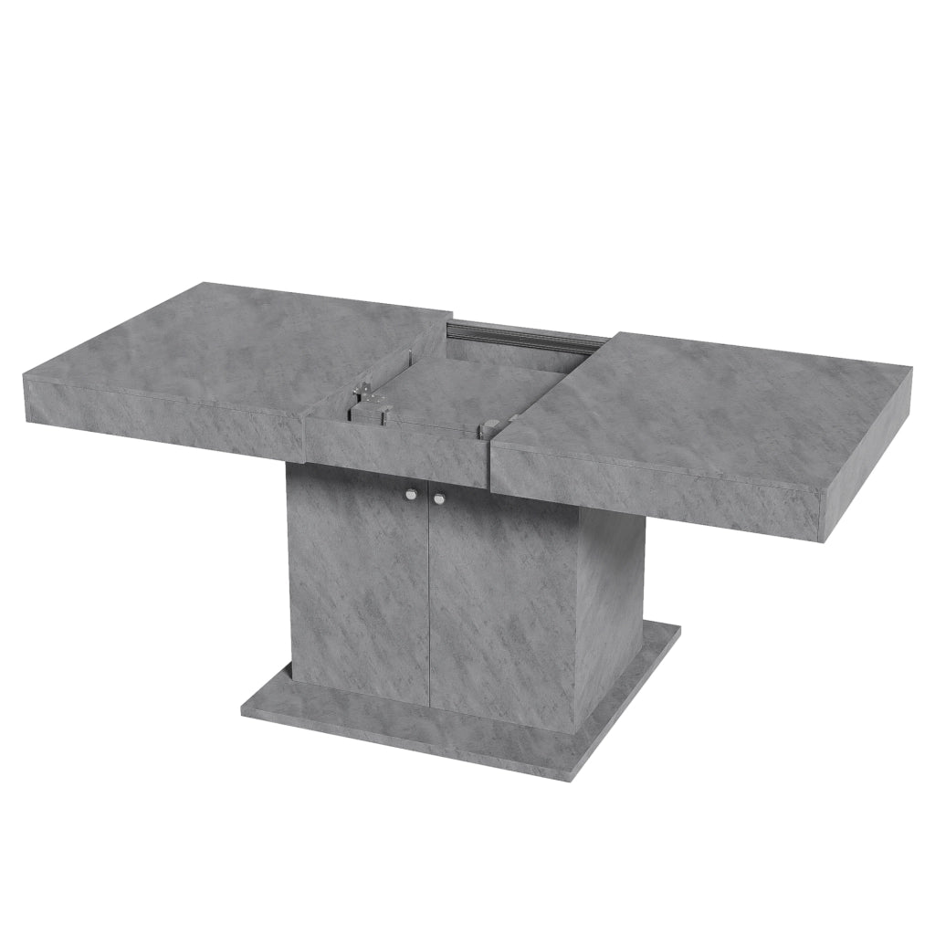 Tavolo da pranzo allungabile 140/180x80x76 cm con vano contenitore; grigio