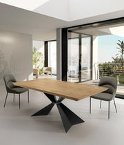 Tavolo Fisso Rettangolare Stark 160x90 cm in Impiallacciato Rovere Naturale con Gambe in Metallo Nero - Design Moderno Elegante