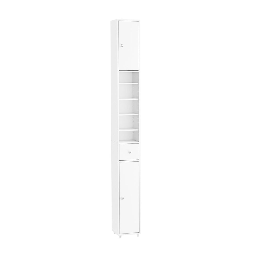 SoBuy BZR34-II-W Colonna Bagno Stretta - Mobile Bagno Idrorepellente, Alto con Ripiani Regolabili e Cassetto - Armadietto Salvaspazio, MDF, Bianco, 20x180x20c