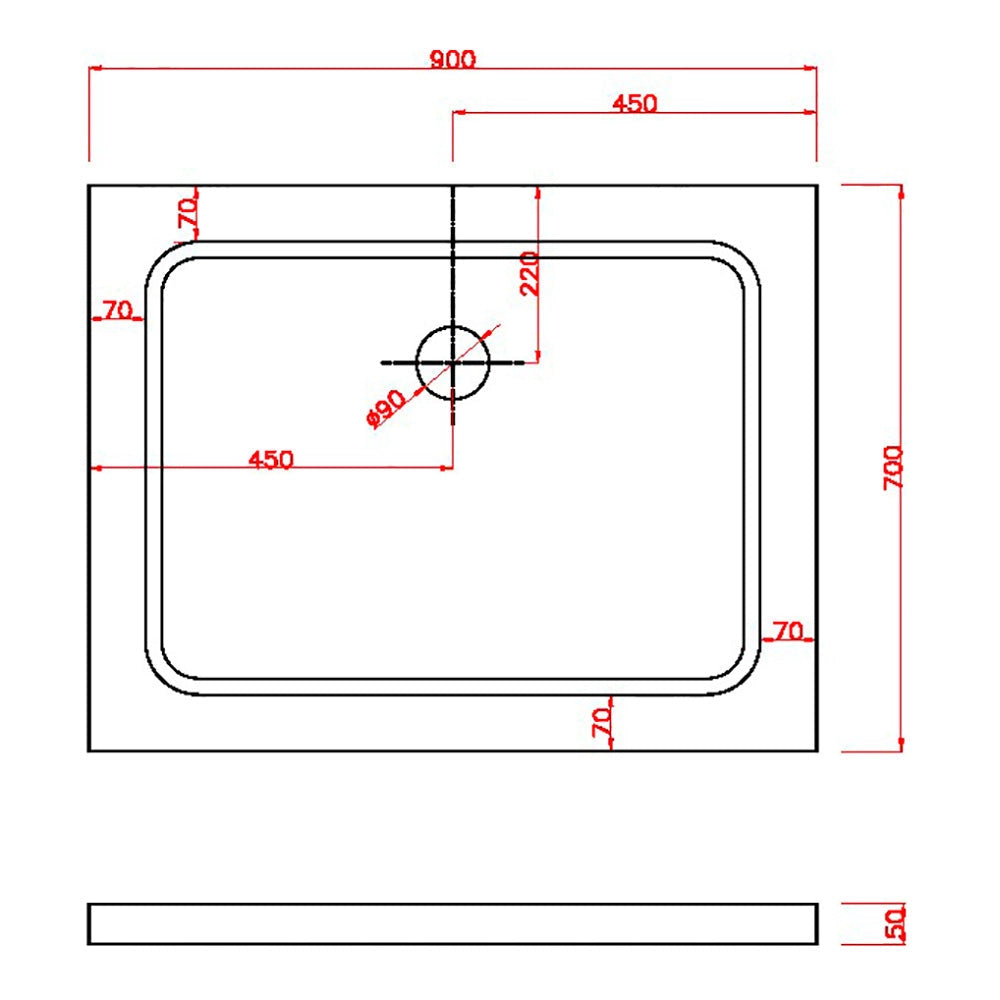 Piatto Doccia 80x100 cm in ABS Rinforzato Easy Bianco
