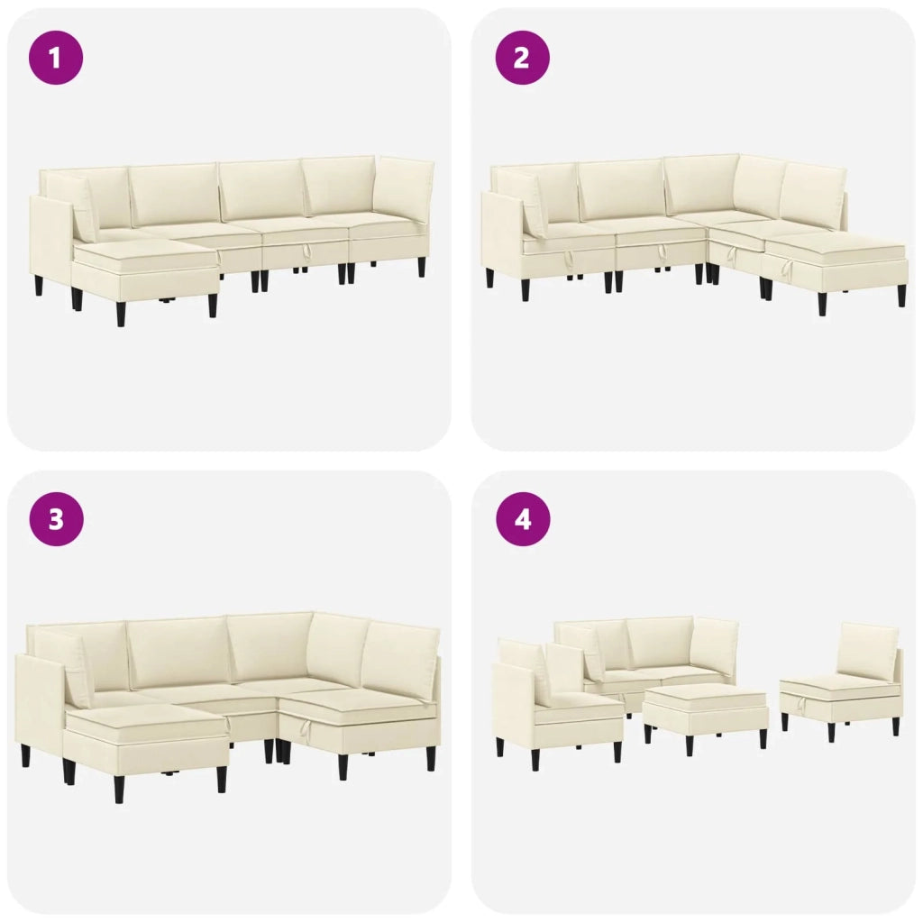 Set di mobili per il soggiorno 5 pcs Crema Tessuto 3413781