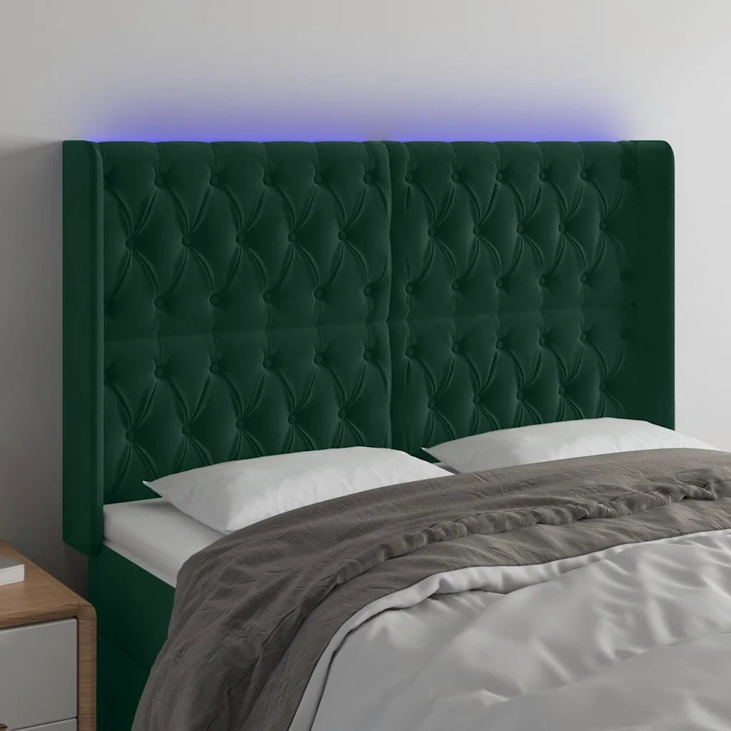 Testiera | Testata a LED Verde Scuro 163x16x118/128 cm in Velluto