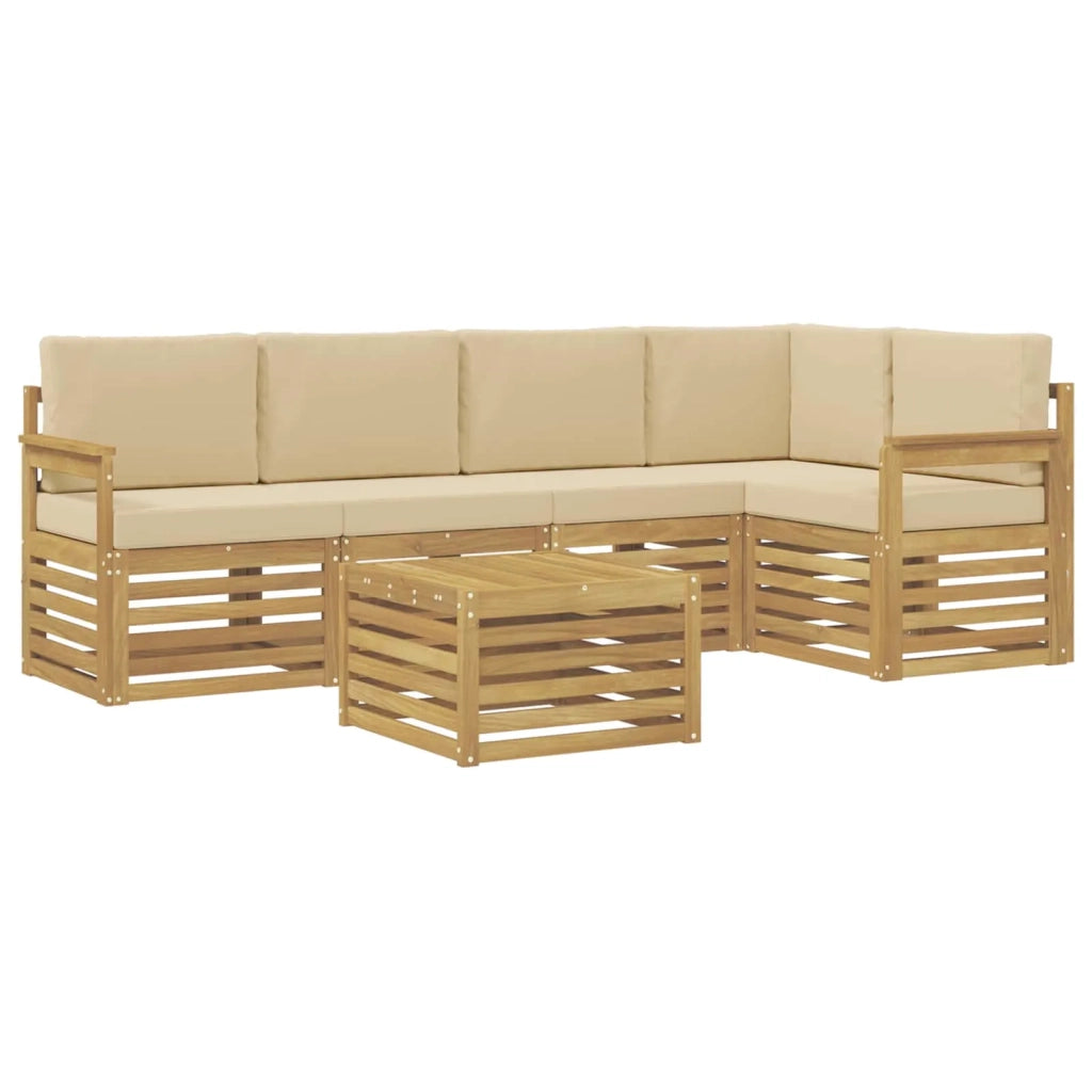 Set di divani da esterno 6 pcs Bianco e Beige 59 x 59 x 37 cm