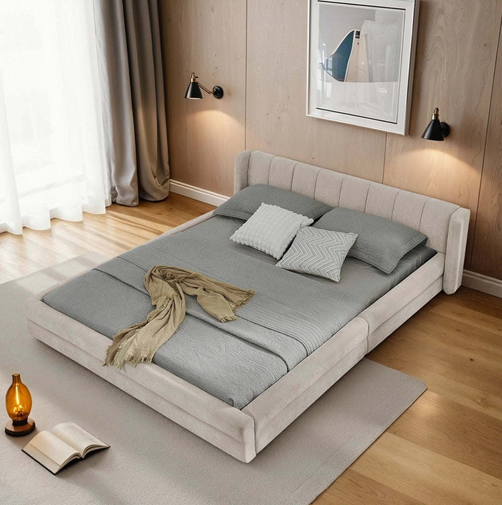 Letto matrimoniale imbottito 160 x 200 cm con testiera ergonomica