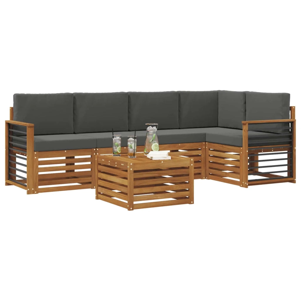 Set divano sezionale con cuscino 6 pcs Naturale e Antracite 3374862