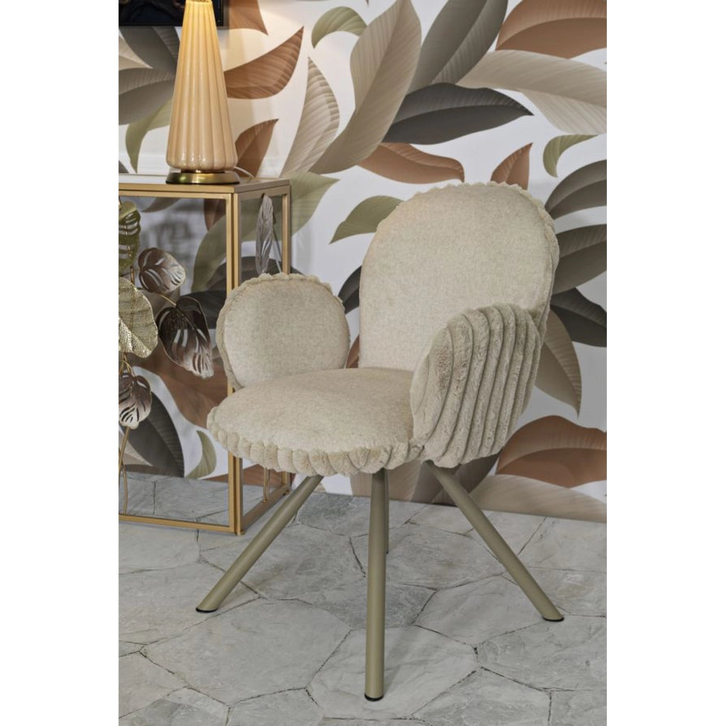 Set di 2 Sedie VKH887, Beige, Poliestere, 64x68x83 cm