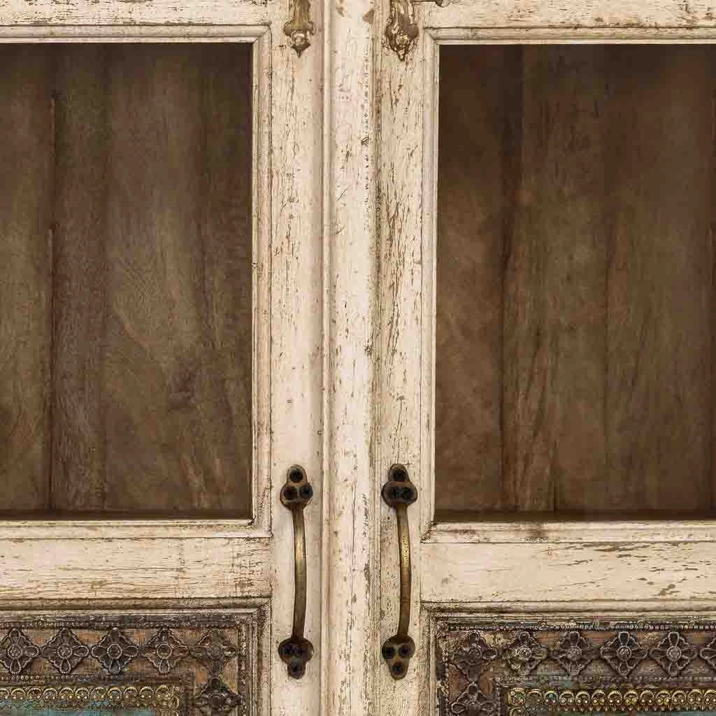Credenza artigianale in legno bianco, 170x40x90h cm