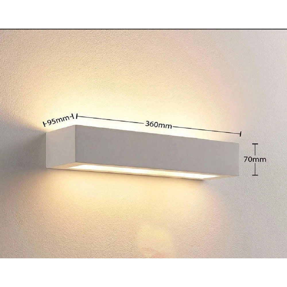 Trade Shop - Applique Parete In Gesso Rettangolare Doppia Emissione E14 Verniciabile Ip20 E06 -