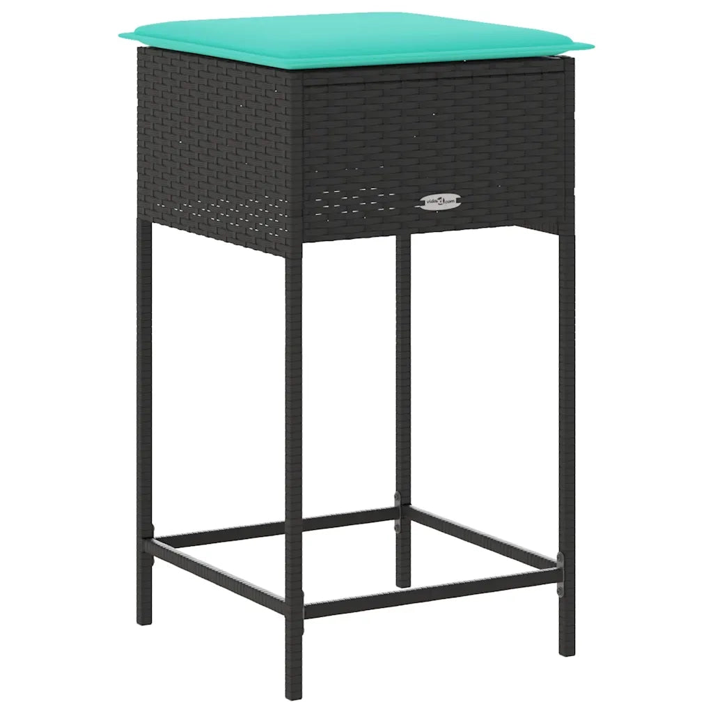 Sgabelli da giardino con Cuscini 2 pz in Polyrattan Nero 368325