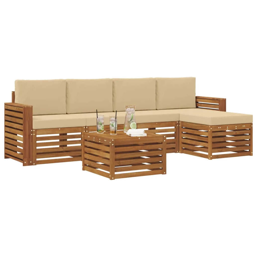 Set di divani da esterno 6 pz Naturale e Beige 3374698
