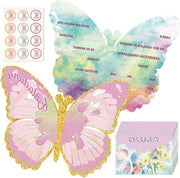 12 carte d'invito con buste per festa di compleanno bambina ragazze tema farfalla - Invito di compleanno con adesivi per invito