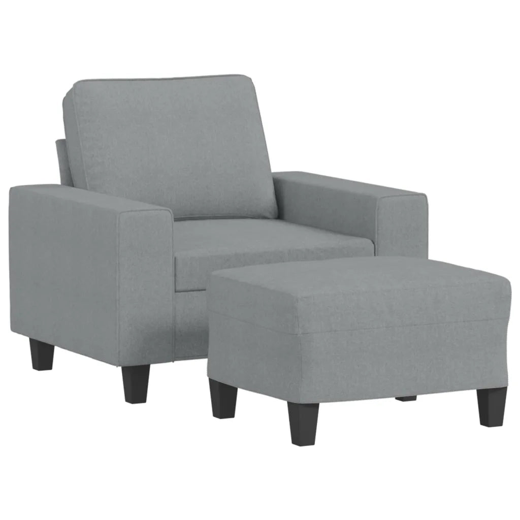 Poltrona | Sedia Relax con Poggiapiedi Grigio Chiaro 60 cm in Tessuto