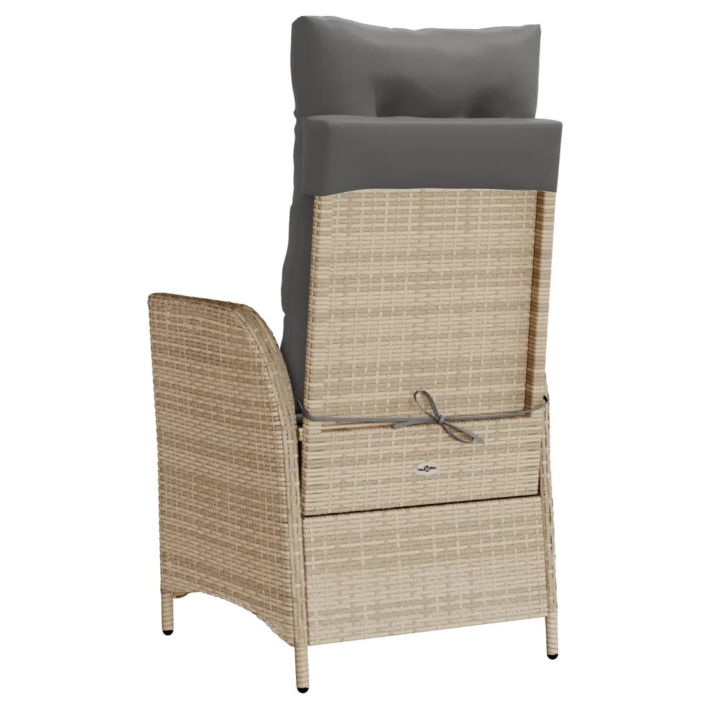 Sedia Reclinabile Giardino con Cuscini Beige Misto Polyrattan 365261