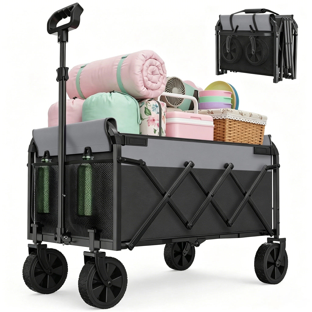 CARRELLO PIEGHEVOLE 100 L 74 x 46 x 96,5 cm Nero Acciaio