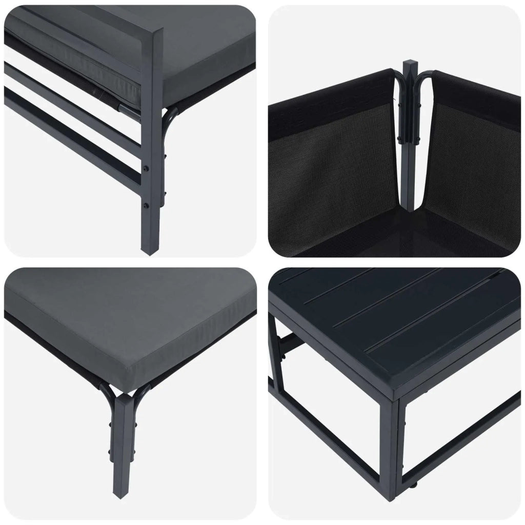 Set Divano da Giardino con cuscino 8 pcs Nero Acciaio 3378993