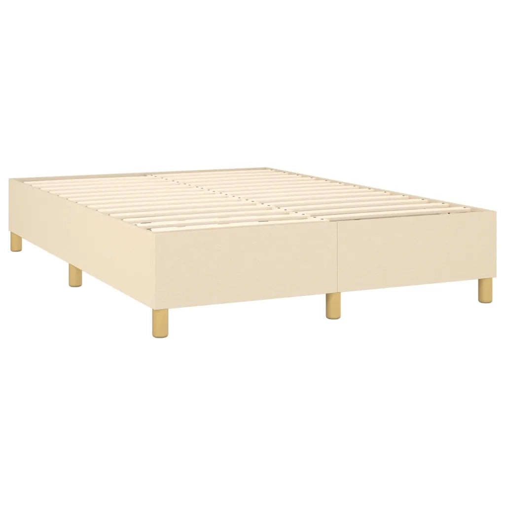 Letto a Molle con Materasso e LED Crema 140x190 cm in Tessuto