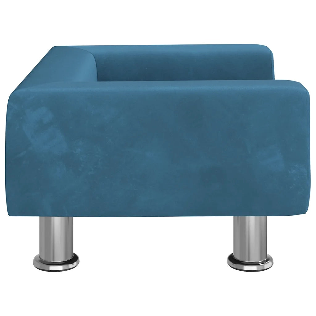 Divano per Bambini Blu 50x40x26,5 cm in Velluto