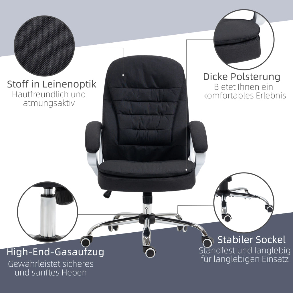 Sedia da ufficio ergonomica girevole 360¡ã ¨C Zephmum ¨C Nero tessuto 64x75x111-121 cm