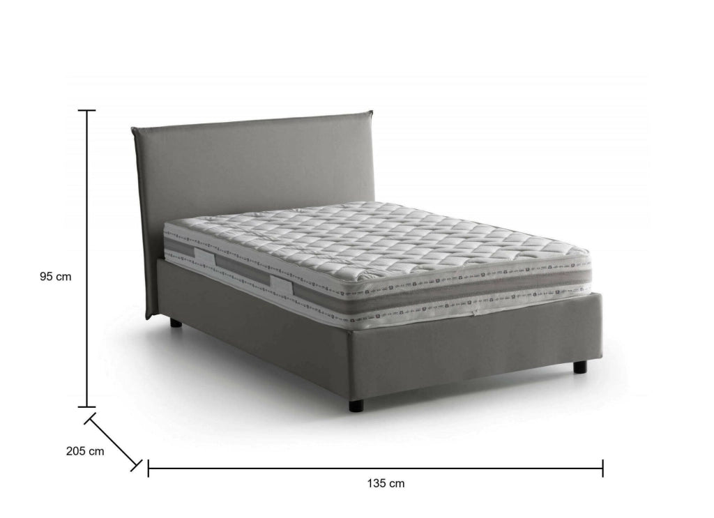 Alush, Letto Piazza e Mezza Materasso Incluso Made in Italy, Grigio