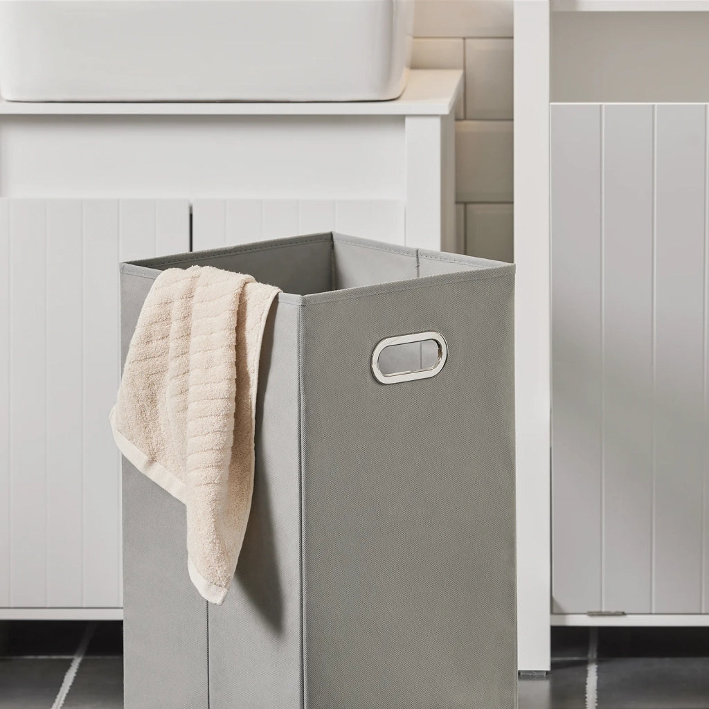 Mobile Porta Biancheria Per Bagno Mobile Lavanderia Con Sacco Portabiancheria Pieghevole Bianco 45x35x85,5cm BZR100-W SoBuy