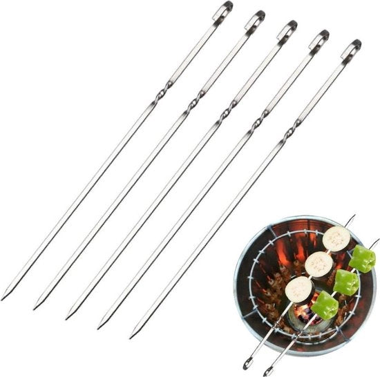 Set di 5 Spiedini in Acciaio Inossidabile per Grillare Perfettamente