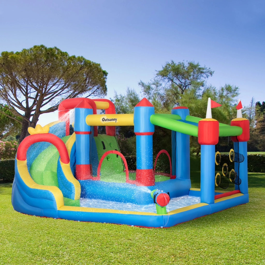 Letto gonfiabile per bambini con scivolo e parete per arrampicata ¨C zephmum ¨C 390x300x197 cm Multicolor