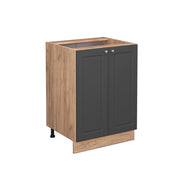 Mobiletto base cucina Fame-Line Antracite-oro/Rovere dorato 60 cm senza piano di lavoro Vicco