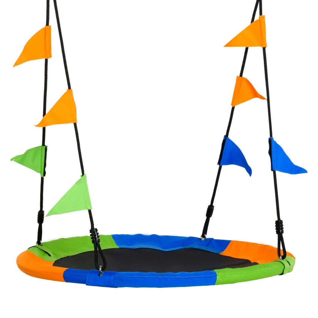 EasyComfort Altalena Rotonda a Nido per Bambini di +3 Anni per Giardino, Esterni, Interni, Cameretta, Multicolor Φ100x120-180Acm