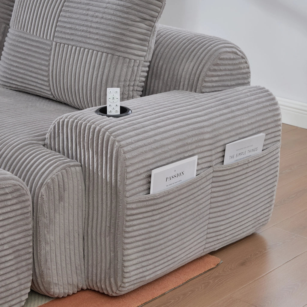 DIVANO MODULARE 2 posti 200x174x80 cm in corduroy grigio chiaro