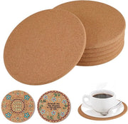 6 pezzi di tappetini per bicchieri in corteccia di quercia naturali, diametro 16 cm, spessore 1 cm, tappetini rotondi e quadrati in corteccia di quercia, assorbenti per bicchieri, piatti e padelle.