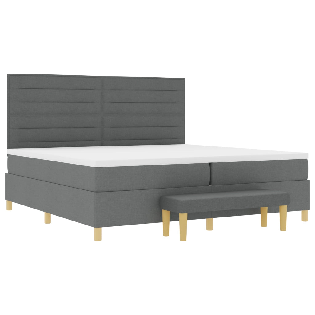Letto con Reticolo e Materasso & Panca Grigio Scuro 200x200 cm Tessuto